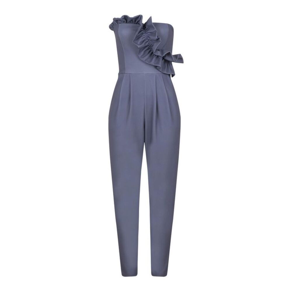 Girls On Film Womens/Ladies Halcyon Frill Bandeau Jumpsuit / Gray